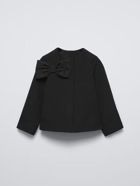 Zara Girls Black Bow-Accent Blazer